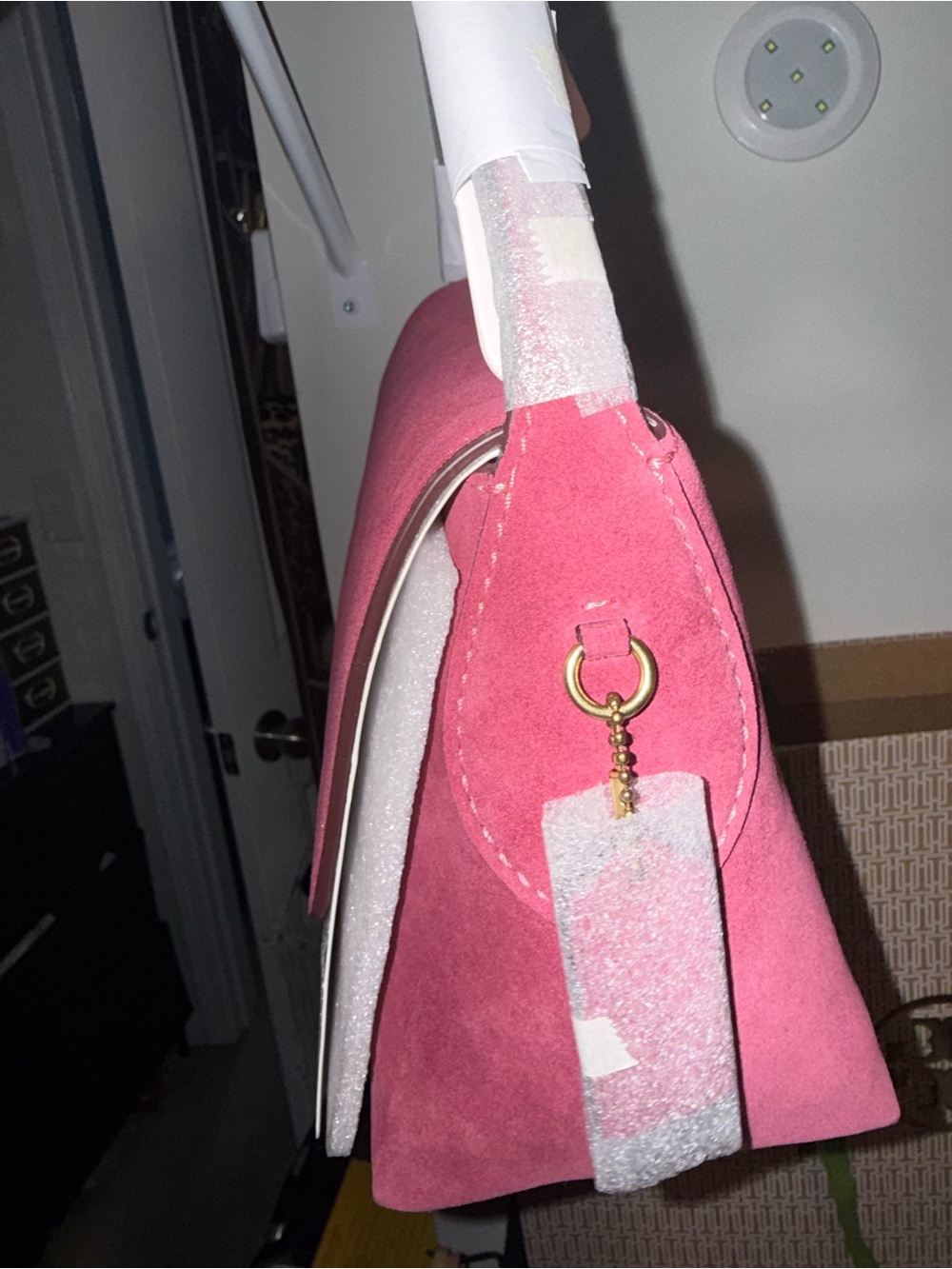 Coach Pink Suede Flap Crossbody Bag - Picture 4 of 6